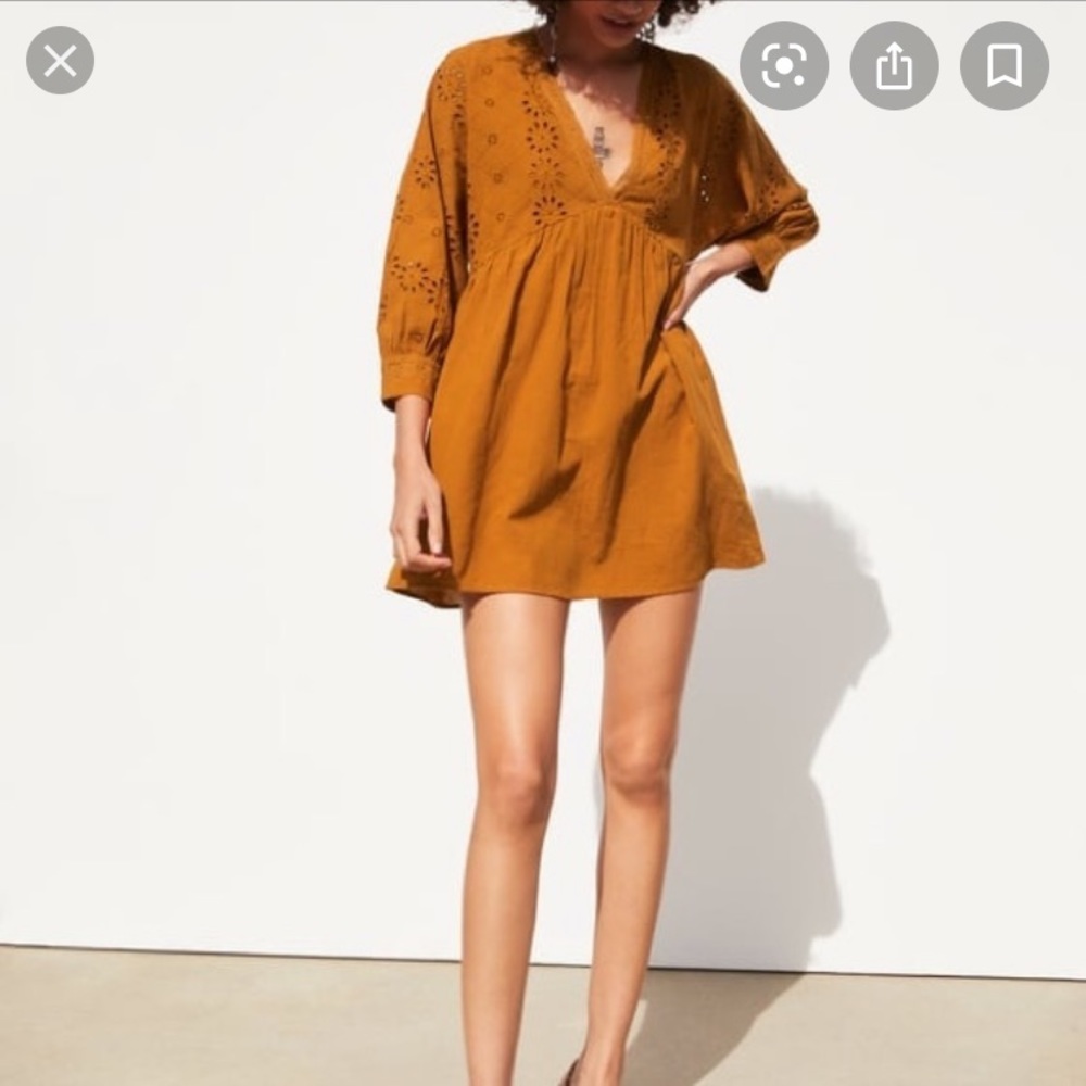 Zara jumpsuit dress with cutwork embroidery